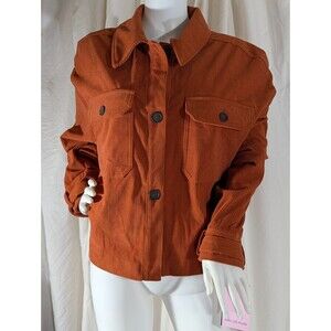 Avec Les Filles Corduroy Cropped Shacket Shirt Jacket –XL Burnt Orange Rust  NWT